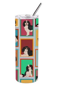 Lots of Tricolor Cavalier Spaniel Stainless Steel Skinny Tumbler Vacuum Double Walled Reusable Insulated Tumbler Travel Cup for Coffee Cocktails