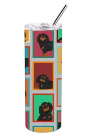 Lots of Black and Tan Cavalier King Charles Spaniel Stainless Steel Skinny Tumbler Vacuum Double Walled Reusable Insulated Tumbler Travel Cup for
