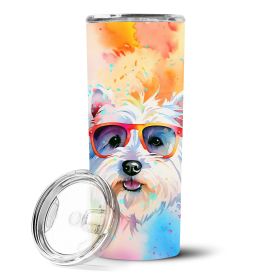 Westie Hippie Dawg Stainless Steel Skinny Tumbler Vacuum Double Walled Reusable Insulated Tumbler Travel Cup for Coffee Cocktails Gift with Lid,