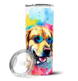 Yellow Labrador Hippie Dawg Stainless Steel Skinny Tumbler Vacuum Double Walled Reusable Insulated Tumbler Travel Cup for Coffee Cocktails Gift w