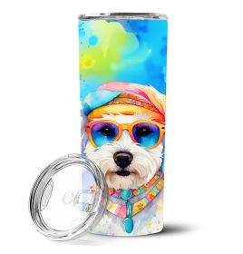 Bichon Frise Hippie Dawg Stainless Steel Skinny Tumbler Vacuum Double Walled Reusable Insulated Tumbler Travel Cup for Coffee Cocktails Gift with