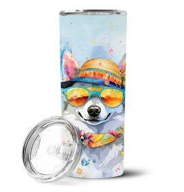 Alaskan Klee Kai Hippie Dawg Stainless Steel Skinny Tumbler Vacuum Double Walled Reusable Insulated Tumbler Travel Cup for Coffee Cocktails Gift