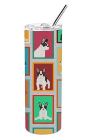 Lots of Black and White French Bulldog Stainless Steel Skinny Tumbler Vacuum Double Walled Reusable Insulated Tumbler Travel Cup for Coffee Cockt