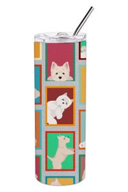 Lots of Westie Stainless Steel Skinny Tumbler Vacuum Double Walled Reusable Insulated Tumbler Travel Cup for Coffee Cocktails Gift with Lid, 20 o