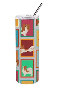 Lots of Red and White Papillon Stainless Steel Skinny Tumbler Vacuum Double Walled Reusable Insulated Tumbler Travel Cup for Coffee Cocktails Gif
