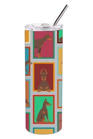 Lots of Red Doberman Pinscher Stainless Steel Skinny Tumbler Vacuum Double Walled Reusable Insulated Tumbler Travel Cup for Coffee Cocktails Gift
