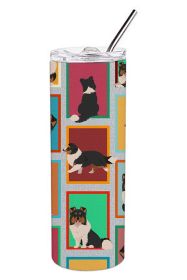 Lots of Tricolor Sheltie Stainless Steel Skinny Tumbler Vacuum Double Walled Reusable Insulated Tumbler Travel Cup for Coffee Cocktails Gift with
