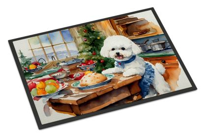 NEW Bichon Frise Christmas Cookies Doormat Front Door Mat Indoor Outdoor Rugs for Entryway, Non Slip Washable Low Pile, 18H X 27W
